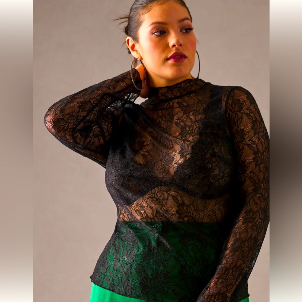 Anthropologie lace layering turtleneck top